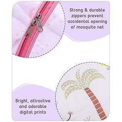 Babyhug Cotton Mattress Set with Mosquito Net Fox Print- Pista Green