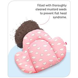 Babyhug Cloud Shaped Head Shaping Rai ( Mustard Seed ) Pillow Cloud Print- Pink