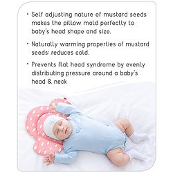 Babyhug Cloud Shaped Head Shaping Rai ( Mustard Seed ) Pillow Cloud Print- Pink