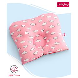 Babyhug Rectangular Head Shaping Neck Pillow Cloud Print- Pink