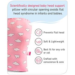 Babyhug Rectangular Head Shaping Neck Pillow Cloud Print- Pink
