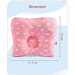Babyhug Rectangular Head Shaping Neck Pillow Cloud Print- Pink