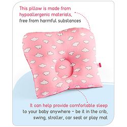 Babyhug Rectangular Head Shaping Neck Pillow Cloud Print- Pink