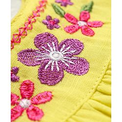 Babyhug Rayon Woven Half Sleeves  Top with Frills & Floral Embroidery Detailing - Yellow