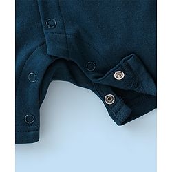 Babyhug 100% Cotton Knit Half Sleeves Pilot Theme Romper with Tie - Navy & White