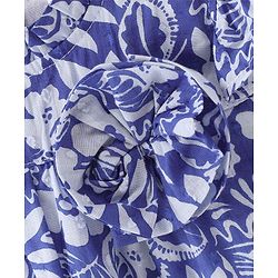 Babyhug 100% Cotton Frill Sleeves Woven Top With Bow Detailing & Floral Print - Blue