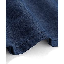 Babyhug Cotton Woven Frill Sleeves Top with Floral Embroidery - Blue