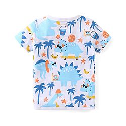 Babyhug 100% Cotton Half Sleeves Set Of Vests Dino & Text Print Pack Of 3 - Orange Yellow & White