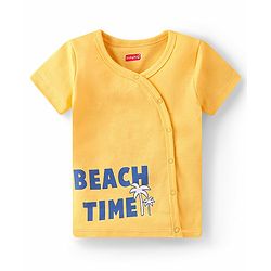 Babyhug 100% Cotton Half Sleeves Set Of Vests Dino & Text Print Pack Of 3 - Orange Yellow & White