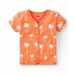 Babyhug 100% Cotton Half Sleeves Set Of Vests Dino & Text Print Pack Of 3 - Orange Yellow & White