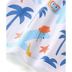 Babyhug 100% Cotton Half Sleeves Set Of Vests Dino & Text Print Pack Of 3 - Orange Yellow & White