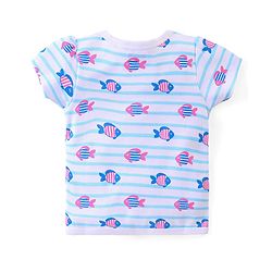 Babyhug 100% Cotton Half Sleeves Front Open Vest  Fish Hearts & Teddy Print Pack of 3 - Pink & Blue