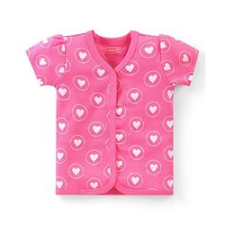 Babyhug 100% Cotton Half Sleeves Front Open Vest  Fish Hearts & Teddy Print Pack of 3 - Pink & Blue