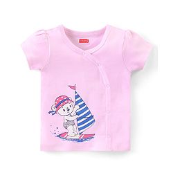 Babyhug 100% Cotton Half Sleeves Front Open Vest  Fish Hearts & Teddy Print Pack of 3 - Pink & Blue