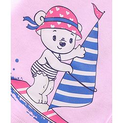 Babyhug 100% Cotton Half Sleeves Front Open Vest  Fish Hearts & Teddy Print Pack of 3 - Pink & Blue