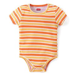 Babyhug 100% Cotton Knit Half Sleeves Onesies with Striped & Dino Print Pack of 3 - Multicolour