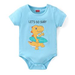 Babyhug 100% Cotton Knit Half Sleeves Onesies with Striped & Dino Print Pack of 3 - Multicolour