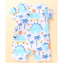 Babyhug 100% Cotton Knit Half Sleeves Romper with Tree Print Pack of 2 - Multicolour