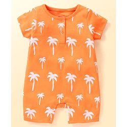 Babyhug 100% Cotton Knit Half Sleeves Romper with Tree Print Pack of 2 - Multicolour