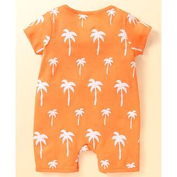 Babyhug 100% Cotton Knit Half Sleeves Romper with Tree Print Pack of 2 - Multicolour
