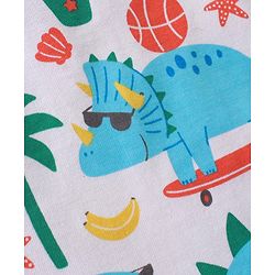 Babyhug Cotton Knit Half Sleeves Night Suit Dino Print - Blue