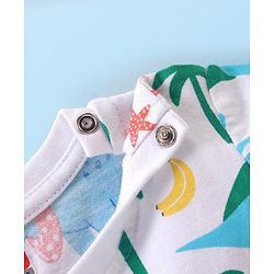 Babyhug Cotton Knit Half Sleeves Night Suit Dino Print - Blue