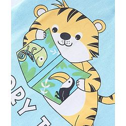 Babyhug Single Jersey Knit  Half Sleeves Nightsuits with Pencil & Tiger Print Pack of 2 - Multicolour