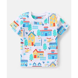 Babyhug Single Jersey Knit Half Sleeves Night Suit Text Print Pack of 2  -  Blue