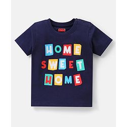 Babyhug Single Jersey Knit Half Sleeves Night Suit Text Print Pack of 2  -  Blue