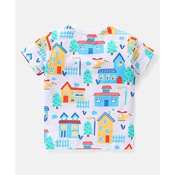 Babyhug Single Jersey Knit Half Sleeves Night Suit Text Print Pack of 2  -  Blue