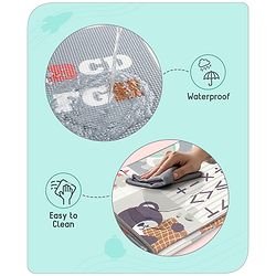 Babyhug Premium Reversible Foldable Waterproof Floor mat- 6 ft x 5 ft| Thickness 8 mm| Education Theme| Colorful| Learn and Play Mat| Soft Foam and Anti-Slip Mat|Baby Massage| Easy to Carry Bag| 0-12 Years| BIS Certified