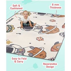 Babyhug Premium Reversible Waterproof Floor mat- 6 ft x 5 ft|Thickness 8 mm|Education Theme|Colorful|Learn and Play Mat|Soft Foam Mat|Baby Massage| Easy to Carry and fold|0-12 Years|BIS Certified