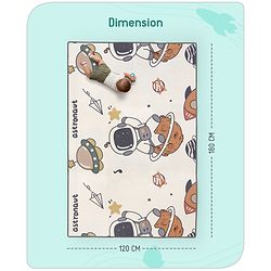Babyhug Premium Reversible Foldable Waterproof Floor mat- 6 ft x 4 ft| Thickness 8mm|Space Theme|Colorful|Learn and Play Mat|Soft Foam Mat|Baby Massage|Easy to Carry Bag|0-12 Years|BIS Certified