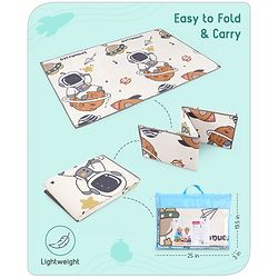 Babyhug Premium Reversible Foldable Waterproof Floor mat- 6 ft x 4 ft| Thickness 8mm|Space Theme|Colorful|Learn and Play Mat|Soft Foam Mat|Baby Massage|Easy to Carry Bag|0-12 Years|BIS Certified