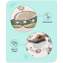 Babyhug Premium Reversible Foldable Waterproof Floor mat- 6 ft x 4 ft| Thickness 8mm|Space Theme|Colorful|Learn and Play Mat|Soft Foam Mat|Baby Massage|Easy to Carry Bag|0-12 Years|BIS Certified
