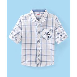 Babyhug Cotton Woven Full Sleeves Regular Collar Check Shirt - White