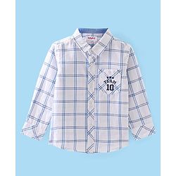 Babyhug Cotton Woven Full Sleeves Regular Collar Check Shirt - White