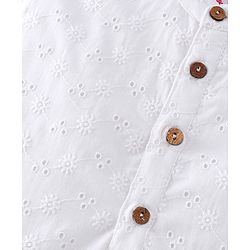 Babyhug Cotton Schiffly Full Sleeves Kurta with Printed Dhoti Set - White