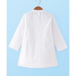 Babyhug Cotton Schiffly Full Sleeves Kurta with Printed Dhoti Set - White
