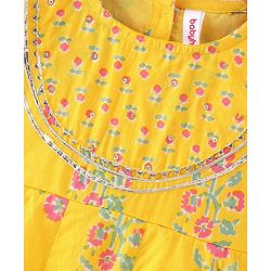Babyhug Cotton Woven Three Fourth Sleeves Kurti Palazzo Set with Dupatta Floral Print - Yellow