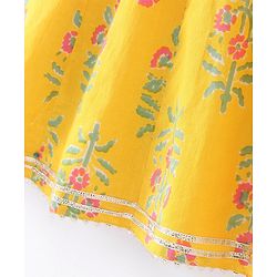 Babyhug Cotton Woven Three Fourth Sleeves Kurti Palazzo Set with Dupatta Floral Print - Yellow