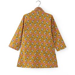 Babyhug Cotton Woven Full Sleeves Jaipur Print Dhoti Kurta Set Gota Lace - Mustard