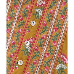 Babyhug Cotton Woven Full Sleeves Jaipur Print Dhoti Kurta Set Gota Lace - Mustard