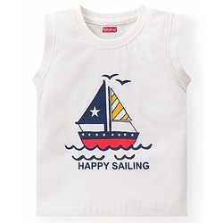 Babyhug Cotton Woven Half Sleeves Checked Shirt With Boat Print T-Shirt - Blue