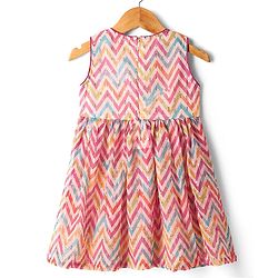 Babyhug Woven Sleeveless Dhari Printed Kurti Palazzo Set With Sequin Detailing & Dupatta - Dark Pink