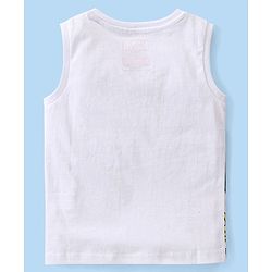 Babyhug Marvel Cotton Sleeveless T-Shirt With Avengers Graphics - White