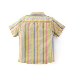Babyhug Cotton Half Sleeve Twofer Striped Shirt with Printed T-Shirt - Yellow & White