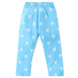 Babyhug Cotton Knit Half Sleeve Front Open Night Suit Stars Print - Light Blue