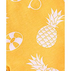 Babyhug Cotton Knit Single Jersey Half Sleeves Night Suit With Pineapple Print - Yellow