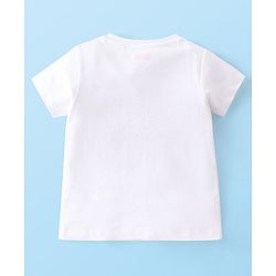 Babyhug Cotton Knit Single Jersey Half Sleeves Night Suit With Snail Print - White & Pink